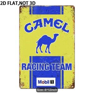 Camel Racing Team Metal Sign Rustic 8x12 Garage Mechanic Car Man Cave Mobil 1